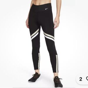 Nike Dry Fit Black White Gold Leggings Medium